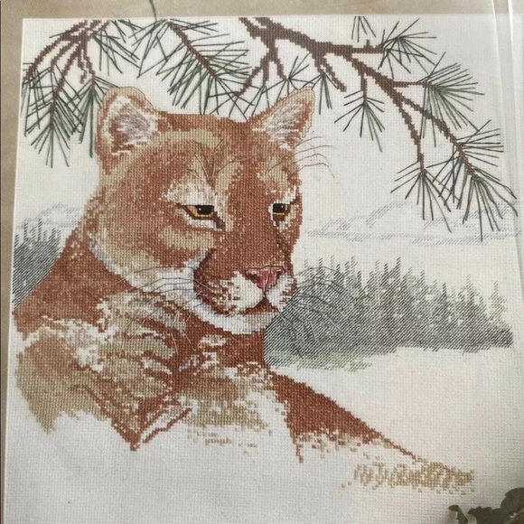 Cross Stitch Kit Natures Window Mountain Lion Cougar Cat New - Picture 3 of 6
